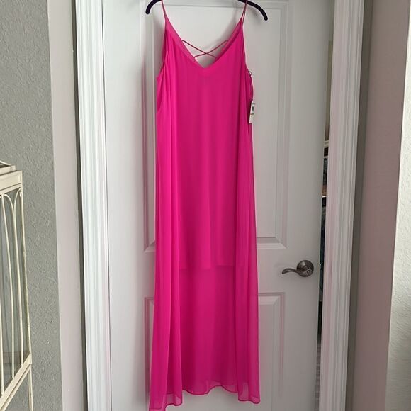 Muse Dresses & Skirts - Muse Fuscia Hot Pink Maxi Slip Dress Spaghetti Straps Lined Bodice SZ 14